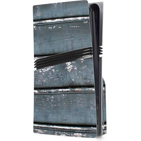 Chipped Blue Wood PlayStation PS5 Skins