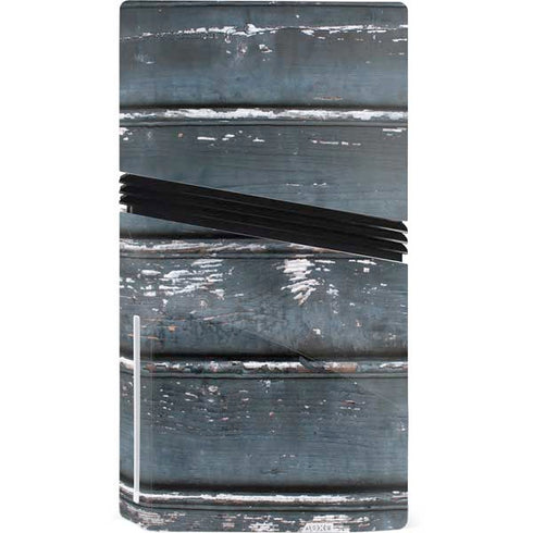 Chipped Blue Wood PS5 Pro Disk Console Skin