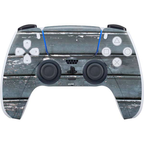 Chipped Blue Wood PlayStation PS5 Skins
