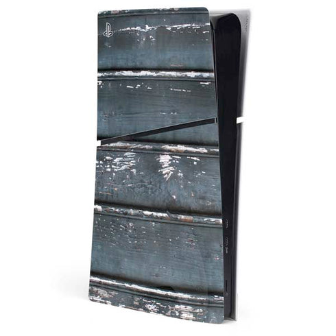 Chipped Blue Wood PlayStation PS5 Skins