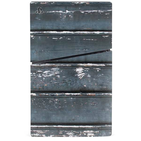 Chipped Blue Wood PS5 Slim Digital Edition Console Skin