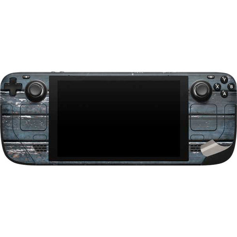 Chipped Blue Wood Steam Deck Handheld Gaming Computer Skin