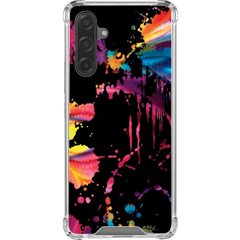 Chromatic Splatter Black Galaxy A17 Clear Case