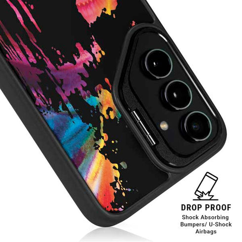 Chromatic Splatter Black Galaxy S25 Kickstand Case