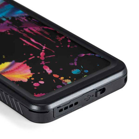 Chromatic Splatter Black Galaxy S24 Plus Waterproof Case