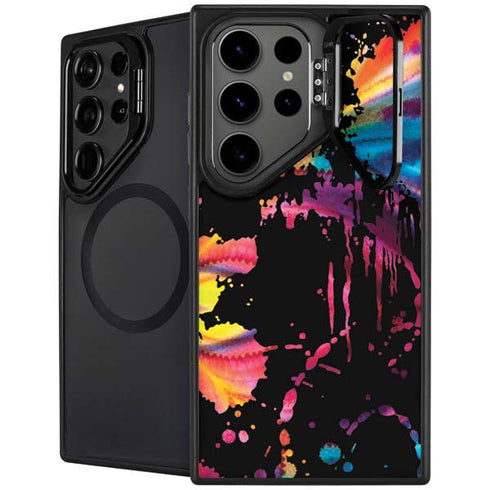 Chromatic Splatter Black Galaxy S24 Ultra Kickstand Case