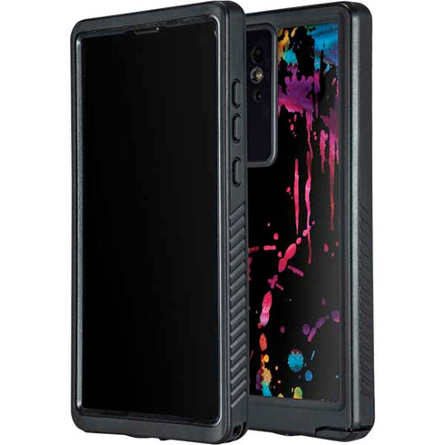 Chromatic Splatter Black Galaxy S24 Ultra Waterproof Case