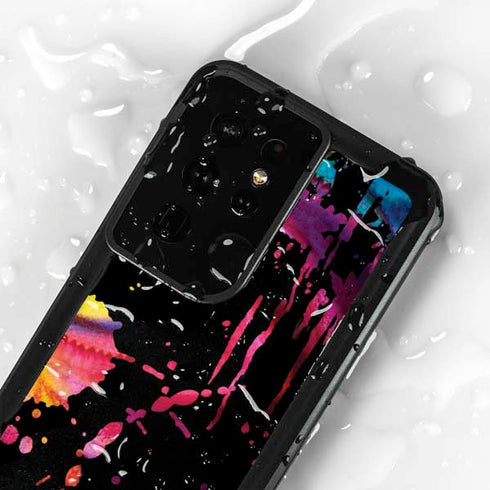 Chromatic Splatter Black Galaxy S24 Ultra Waterproof Case