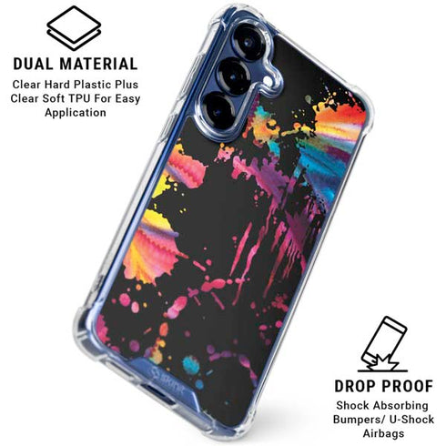 Chromatic Splatter Black Galaxy S25 Clear Case