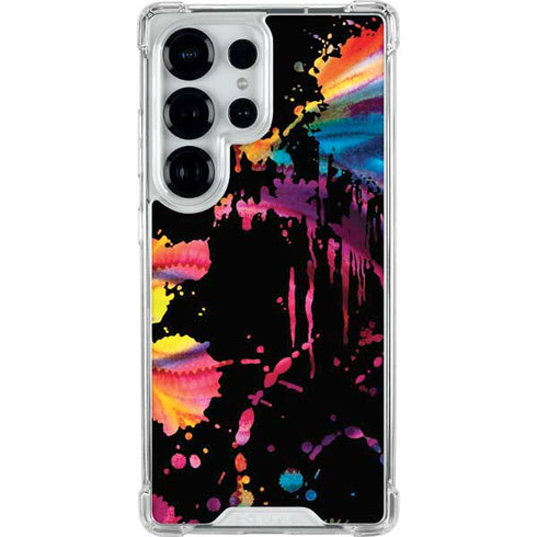 Chromatic Splatter Black Galaxy S25 Ultra Clear Case
