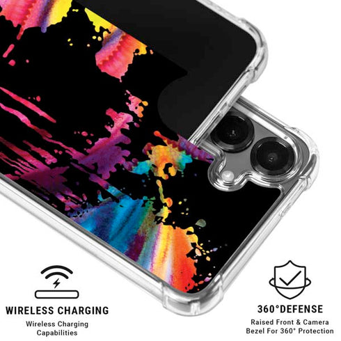 Chromatic Splatter Black Galaxy S26 Clear Case