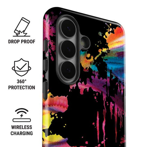 Chromatic Splatter Black Galaxy S26 Plus Impact Case