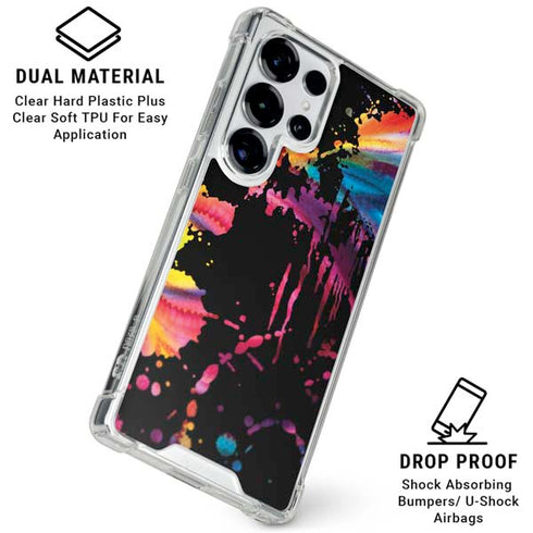 Chromatic Splatter Black Galaxy S26 Ultra Clear Case