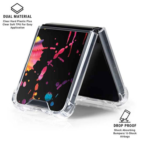 Chromatic Splatter Black Galaxy Z Flip6 Clear Case