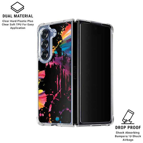 Chromatic Splatter Black Galaxy Z Fold6 Clear Case