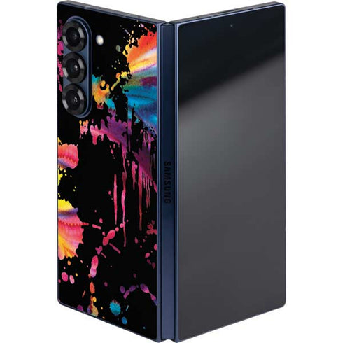 Chromatic Splatter Black Galaxy Z Fold6 Skin