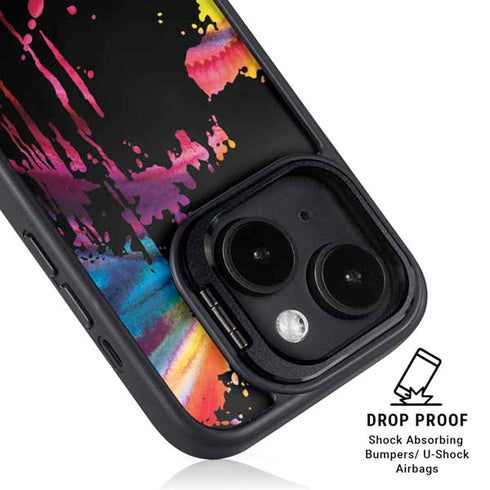 Chromatic Splatter Black iPhone 14 Kickstand Case