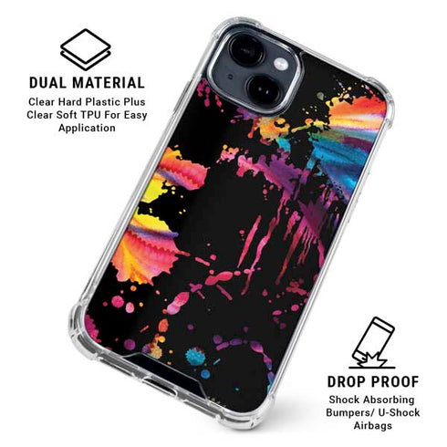Chromatic Splatter Black iPhone 15 Clear Case