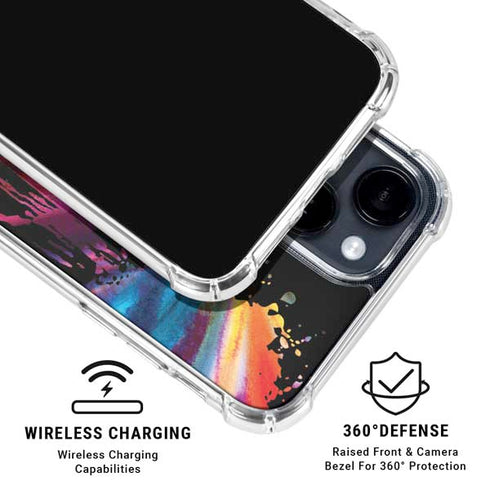 Chromatic Splatter Black iPhone 15 Clear Case