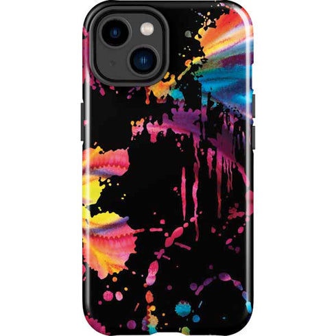 Chromatic Splatter Black iPhone 15 Impact Case