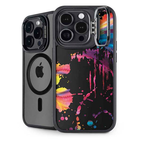 Chromatic Splatter Black iPhone 15 Pro Max Kickstand Case