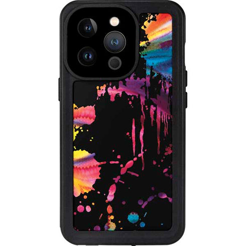 Chromatic Splatter Black iPhone 15 Pro Waterproof Case