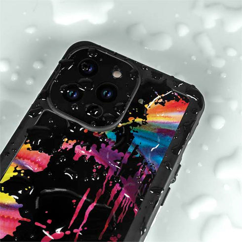 Chromatic Splatter Black iPhone 15 Pro Waterproof Case