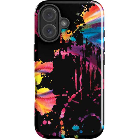 Chromatic Splatter Black iPhone 16 Impact Case