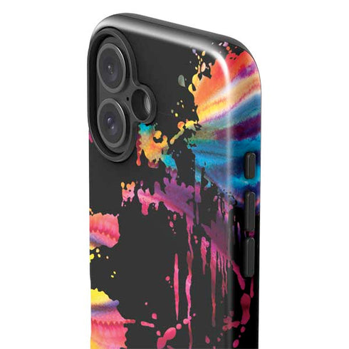 Chromatic Splatter Black iPhone 16 Impact Case