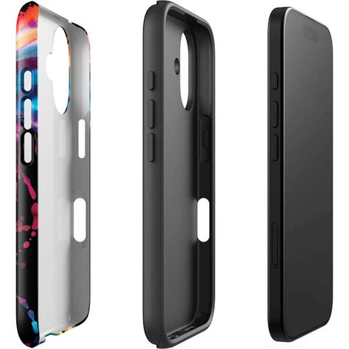 Chromatic Splatter Black iPhone 16 Impact Case
