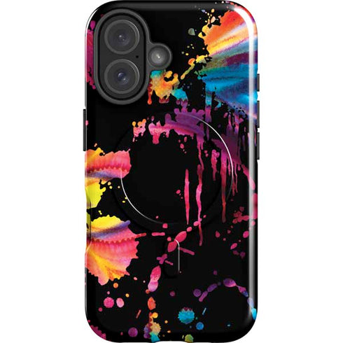 Chromatic Splatter Black iPhone 16 Magsafe Impact Case