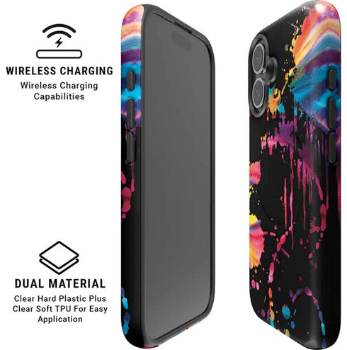 Chromatic Splatter Black iPhone 16 Magsafe Impact Case