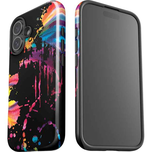 Chromatic Splatter Black iPhone 16 Plus Impact Case