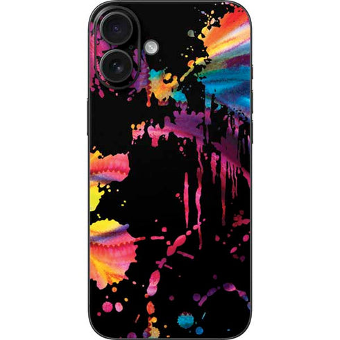 Chromatic Splatter Black iPhone 16 Plus Skin
