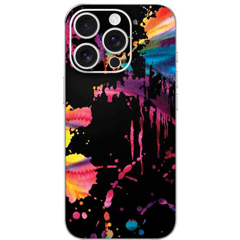 Chromatic Splatter Black iPhone 16 Pro Skin