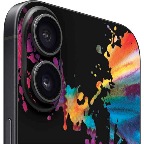 Chromatic Splatter Black iPhone 16 Skin