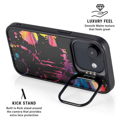Chromatic Splatter Black iPhone 16e Kickstand Case