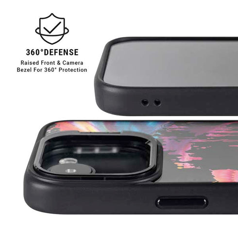 Chromatic Splatter Black iPhone 16e Kickstand Case