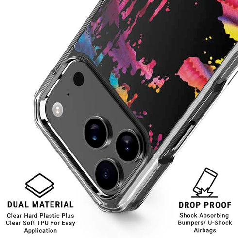 Chromatic Splatter Black iPhone 18 Pro Clear Case
