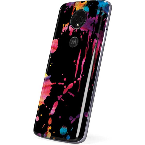 Chromatic Splatter Black Moto E5 Plus Skin