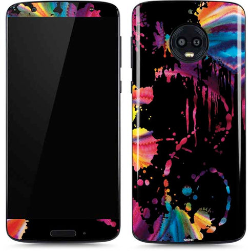 Chromatic Splatter Black Moto G6 Skin