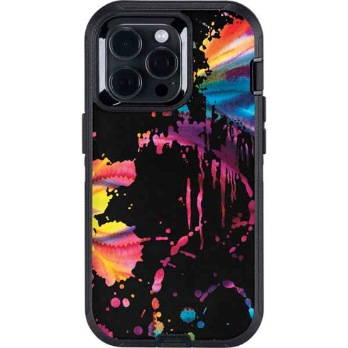 Chromatic Splatter Black Otterbox Defender iPhone Skin