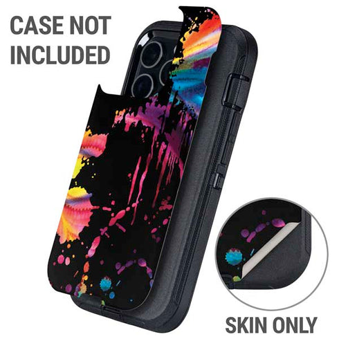 Chromatic Splatter Black Otterbox Defender iPhone Skin