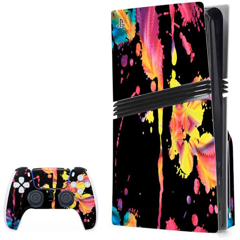 Chromatic Splatter Black PS5 Pro Disk Bundle Skin