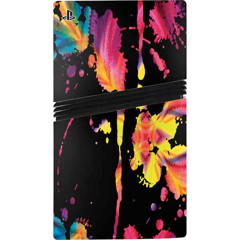Chromatic Splatter Black PS5 Pro Disk Console Skin