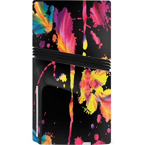 Chromatic Splatter Black PS5 Pro Disk Console Skin