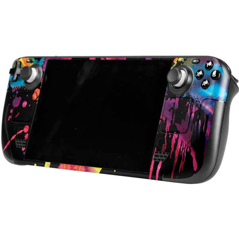 Chromatic Splatter Black Steam Deck Handheld Gaming Computer OLED Skin