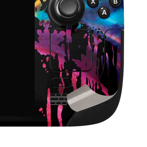 Chromatic Splatter Black Steam Deck Handheld Gaming Computer OLED Skin