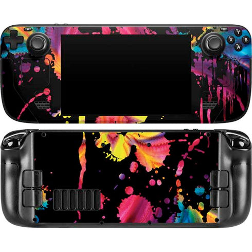 Chromatic Splatter Black Steam Deck Handheld Gaming Computer Skin