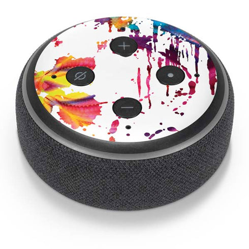 Chromatic Splatter White Amazon Echo Dot Skin